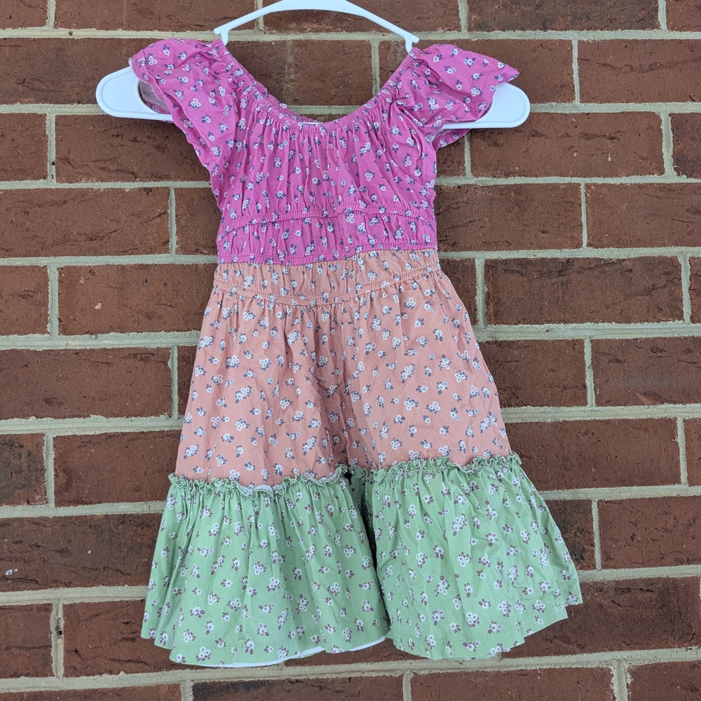 Bonnie Jean Pink, Peach, and Green Floral Dress